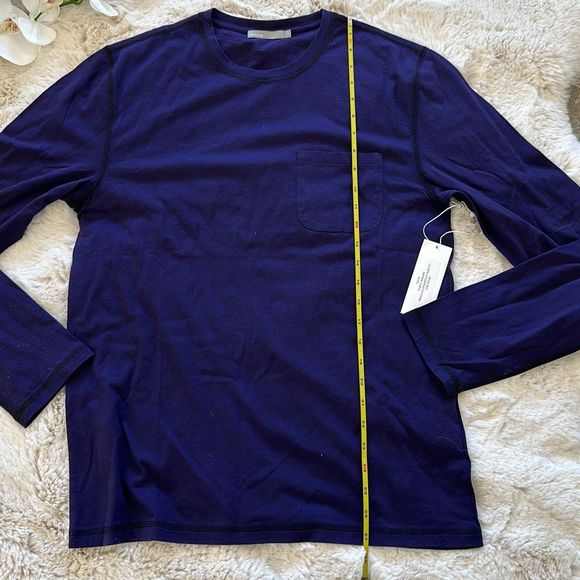 Vince Mens Cotton Long Sleeve Pocket Crew with Contrast Stitching T-Shirt Size M - Picture 6 of 7